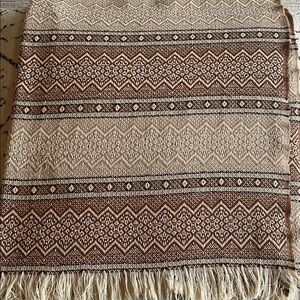 Amana Woolen Mills 70s Virgin Wool Nordic Style Fringe Throw Blanket 72 x 54"